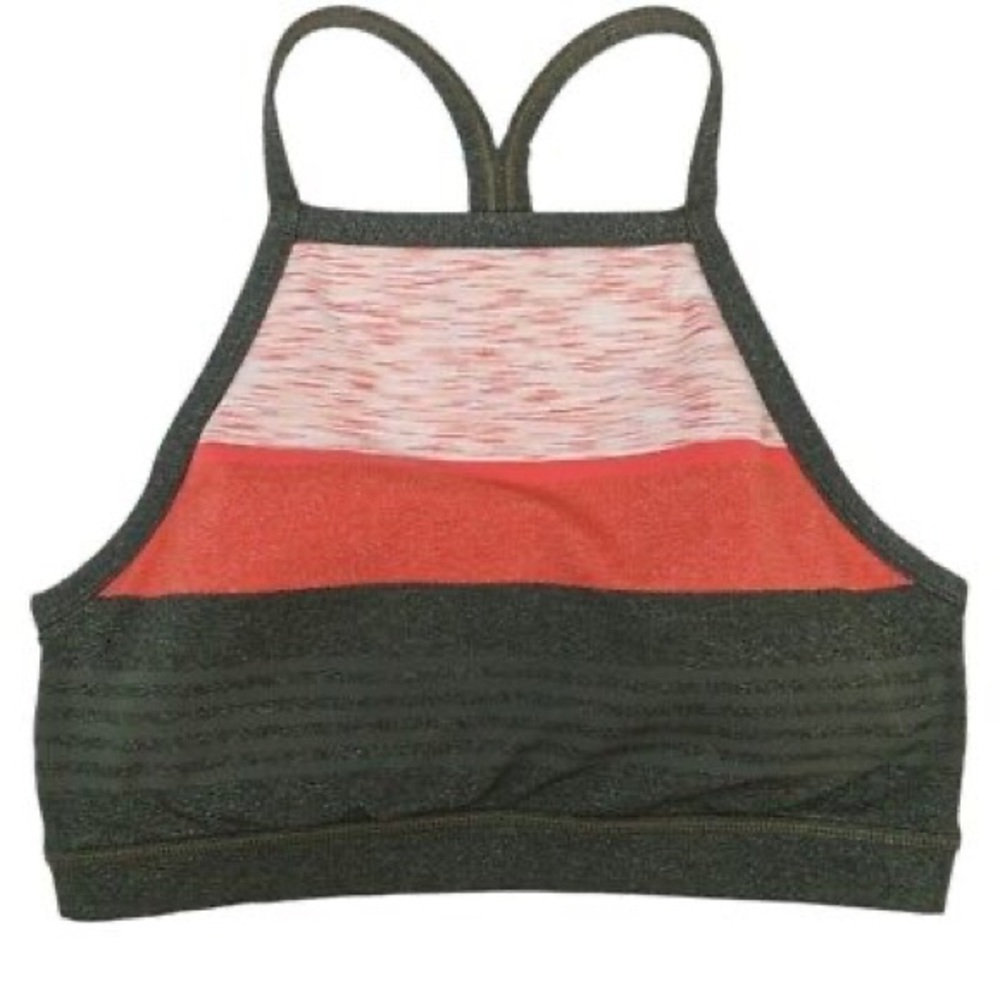 Prana Sports Bra Women's Medium XS Strappy Crossback Green Orange Full Coverage